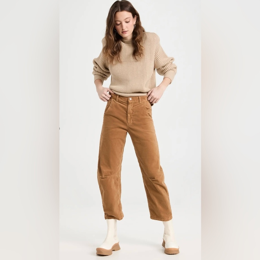 Nili Lotan Velvet Emerson Pant Sz 12 Caramel $480 NWT Barrel Bow Leg